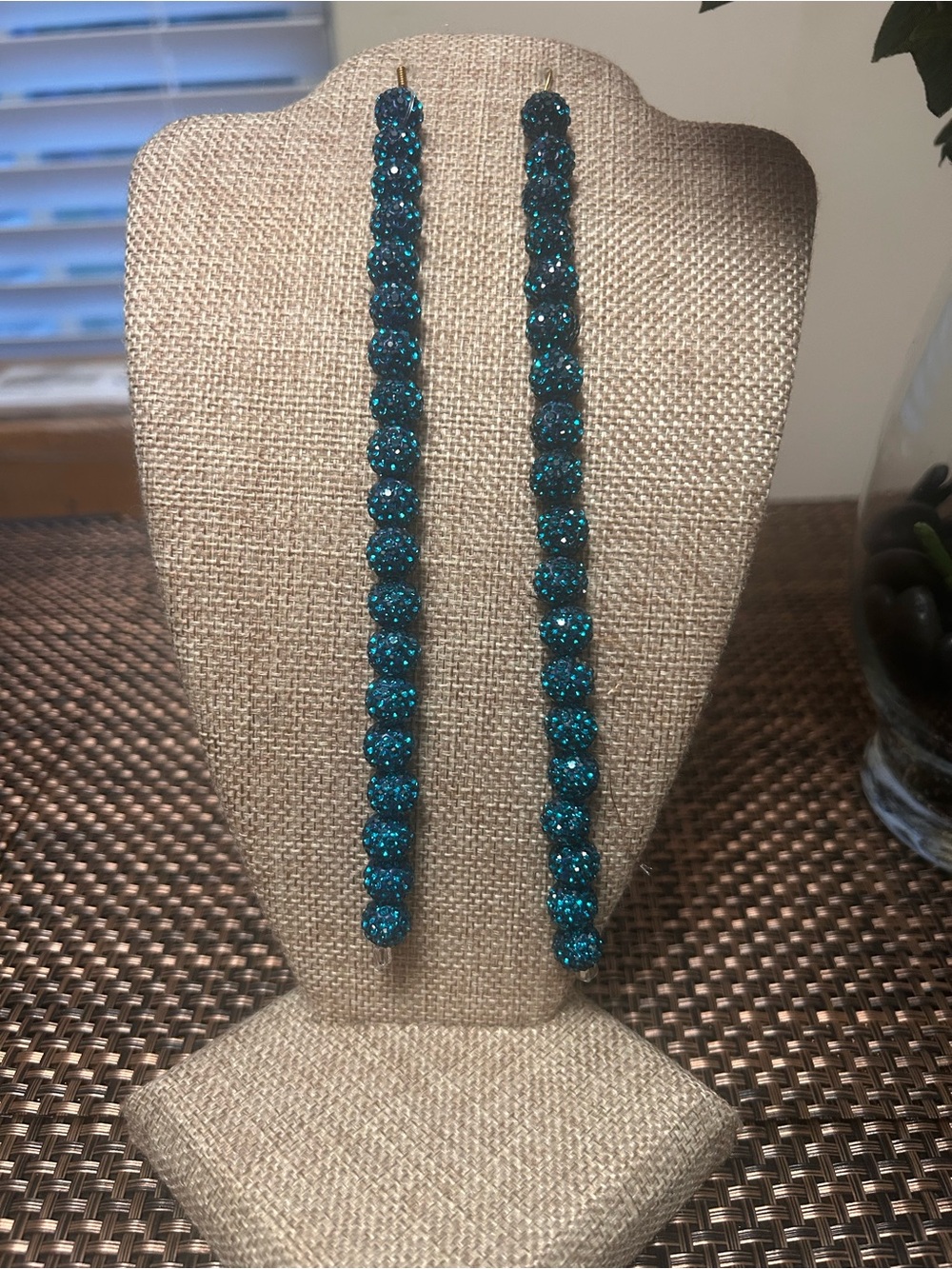 Handmade Long Teal Earrings